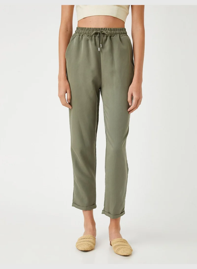 KOTON Drawstring Carrot Trousers Modal Blended