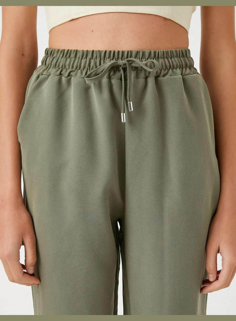 KOTON Drawstring Carrot Trousers Modal Blended