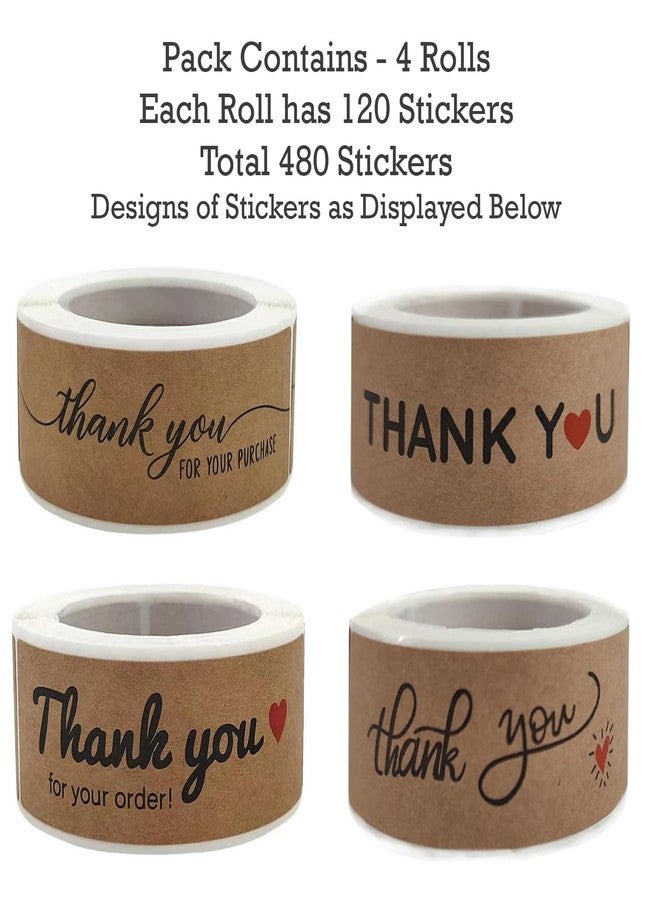 STORE 2508 Store2508 4 Rolls Large Thank You Stickers Craft Paper 3x1 Inch. Thank You for Your Order Stickers (4 Rolls) - Image 3