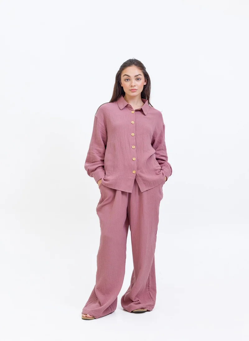 Hassal Muslin Pink Textured Suit