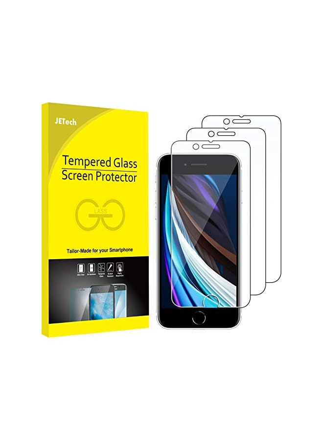 JETech Screen Protector for iPhone SE 3/2 (2022/2020 Edition) 4.7-Inch, Tempered Glass Film, 3-Pack - Image 1