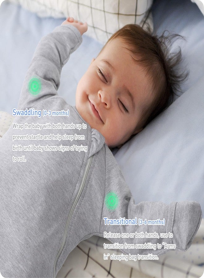 Knirose Organic Cotton Transitional Swaddle Sack with Arms Up & Sleeves, Mitten Cuffs, 2-Way Zipper, Sleeping Sacks for Newborns - Calms Startle Reflex, Boys & Girls Sleep Bag - Image 3