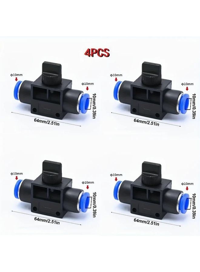 HVFF 6MM 4PCS صمام كرة نيكل بلاستيكي 4 قطع اتصال دفعي 6 مم لأنابيب التحكم الهوائية - Image 5