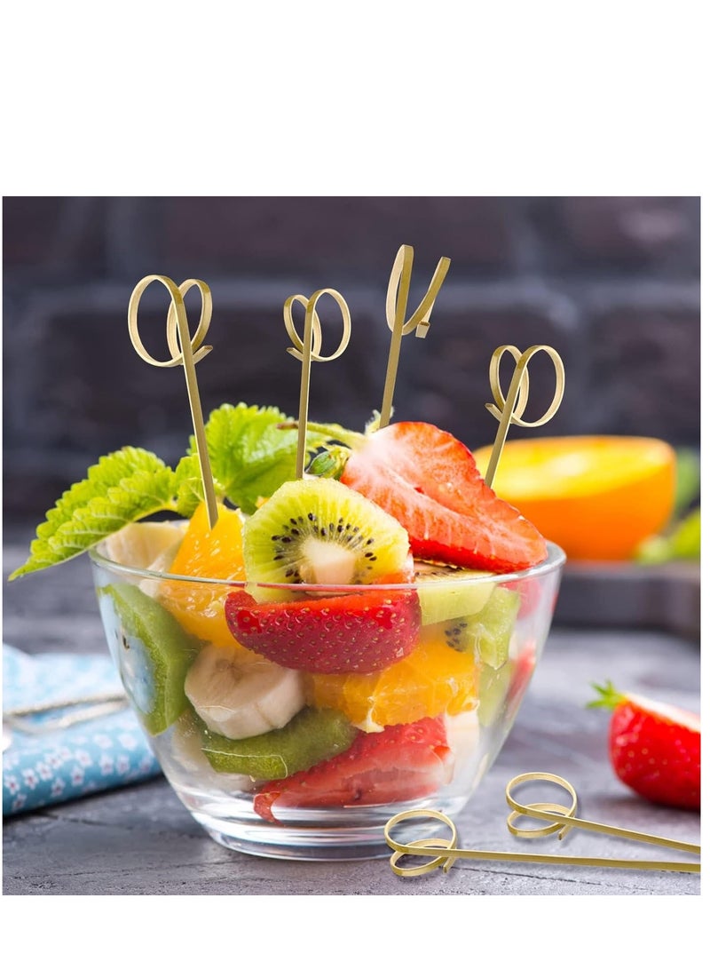 SYOSI 100 PCS Cocktail Stick Bamboo Fruit Sticks Wooden Toothpicks, (12cm) for Party Tapas Nibbles Canapes Appetiser Fruit Skewer BBQ Sandwich Bento Accessory Pick Food (Blue) - Image 5