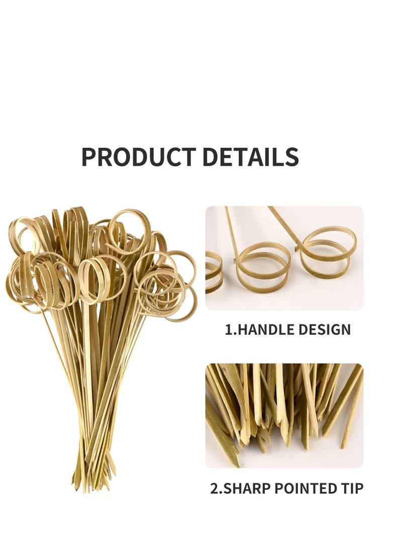 SYOSI 100 PCS Cocktail Stick Bamboo Fruit Sticks Wooden Toothpicks, (12cm) for Party Tapas Nibbles Canapes Appetiser Fruit Skewer BBQ Sandwich Bento Accessory Pick Food (Blue) - Image 3