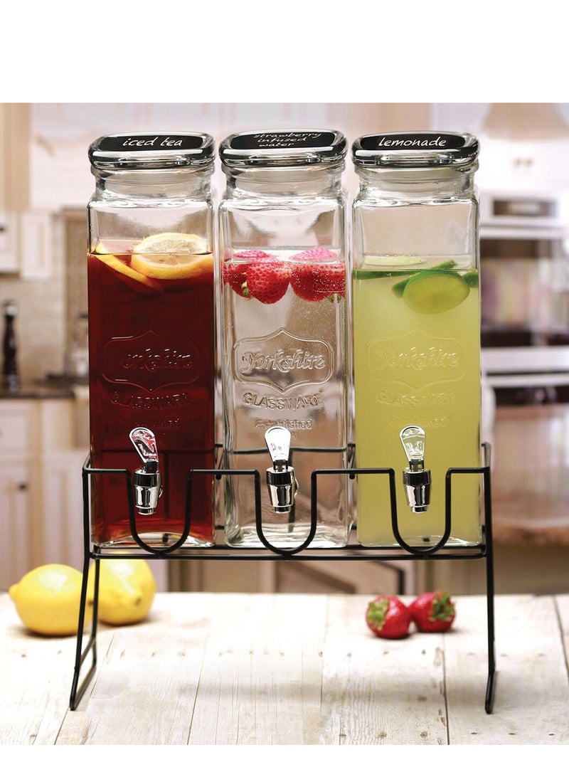 Contemporary 3-piece glass dispensers with clear base 6.9 quart capacity  - Image 2