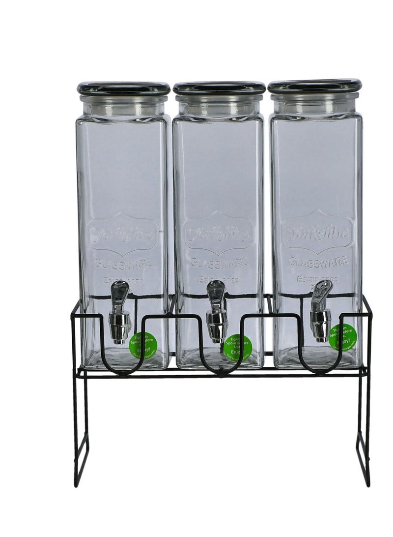 Contemporary 3-piece glass dispensers with clear base 6.9 quart capacity  - Image 1
