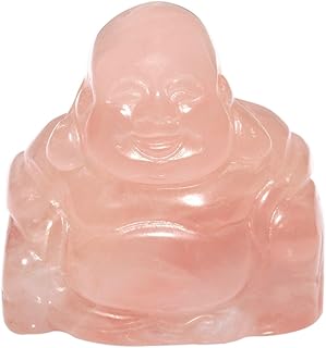 Rockcloud Healing Crystal Gemstone Carved Laughing Happy Buddha Feng Shui Figurines Wealth and Good Luck 1.5" - Image 1
