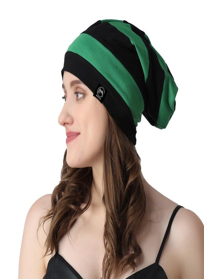 BISMAADH Deliciously Soft Daily Cotton Slouchy Beanie Hip-Hop Soft Lightweight Running Beanie Adult Dwarf Hats Chemo Cap for Men Women Green, Black - Image 1