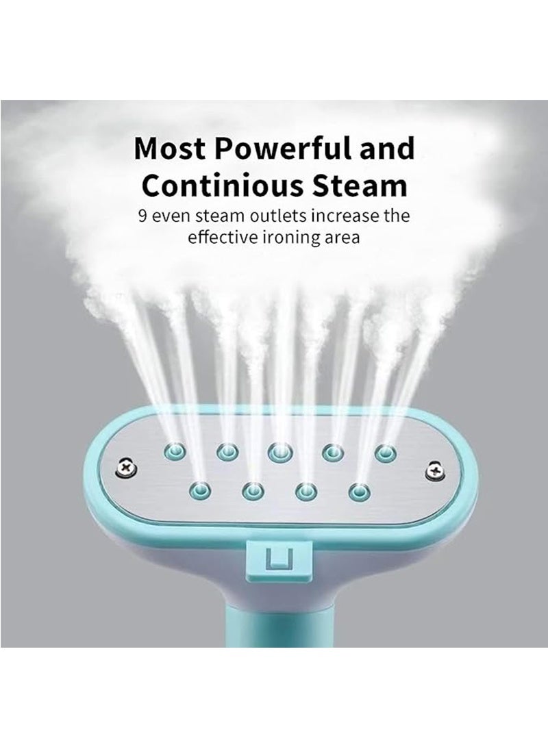 Yoawllty Double Pole Standing Steamer Iron, High Power Garment Steamer with Adjustable Garment Hanger, Roll Wheels and Built-in Ironing Board for Home(Blue)  - Image 5
