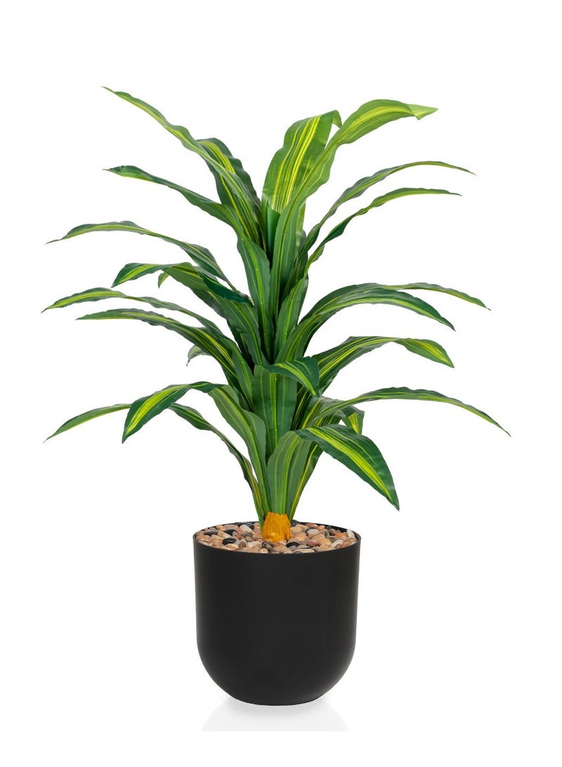 Alrassi Artificial Corn Plant – 100 cm Tall with Natural-Look Green Leaves and Elegant Black Plastic Pot, Perfect for Home and Office Décor - Image 1
