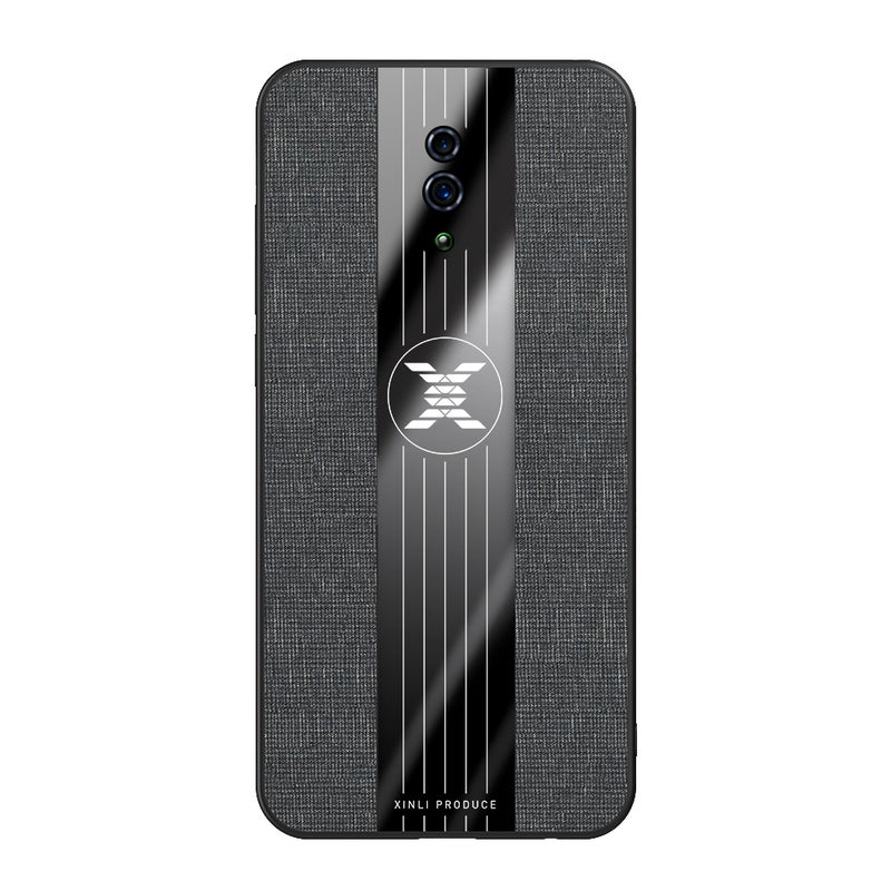 HuHa غطاء حالة لهاتف OPPO Reno XINLI قماش مخيط مقاوم للصدمات TPU (أسود) - Image 3