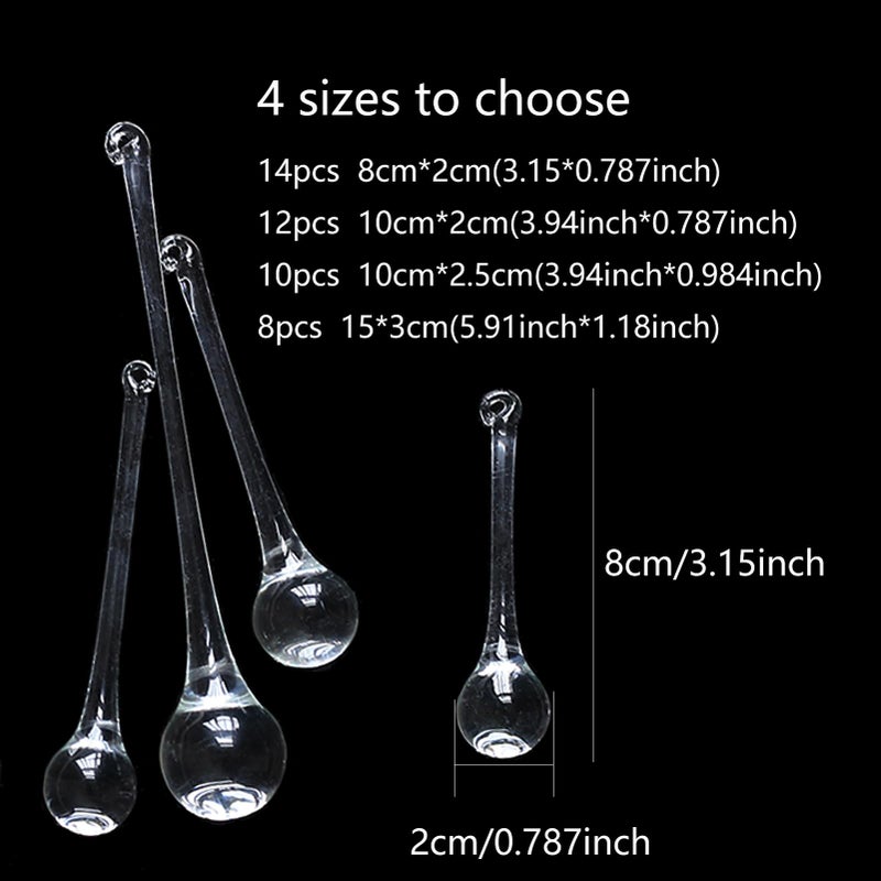 DAHI 10pcs 4" Christmas Glass Teardrop Ornaments - Chandelier Clear Crystal Glass Raindrop Ornaments for Christmas Tree Decorations - Image 2