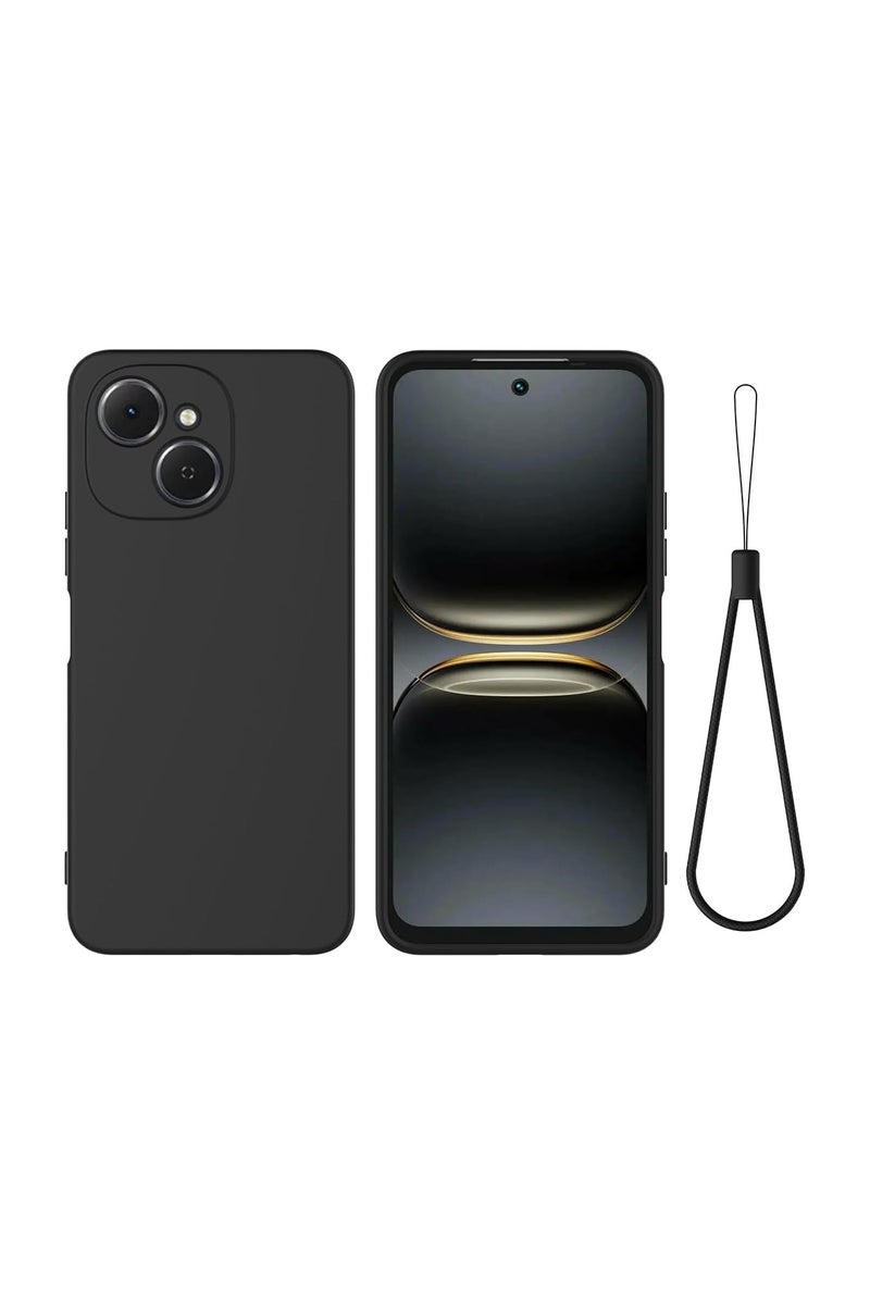 general Protective case compatible with Tecno Spark 40C 4G, featuring a liquid silicone case with a microfibre lining, soft rubber gel TPU shock-resistant protective back cover with a lanyard strap. - Image 1