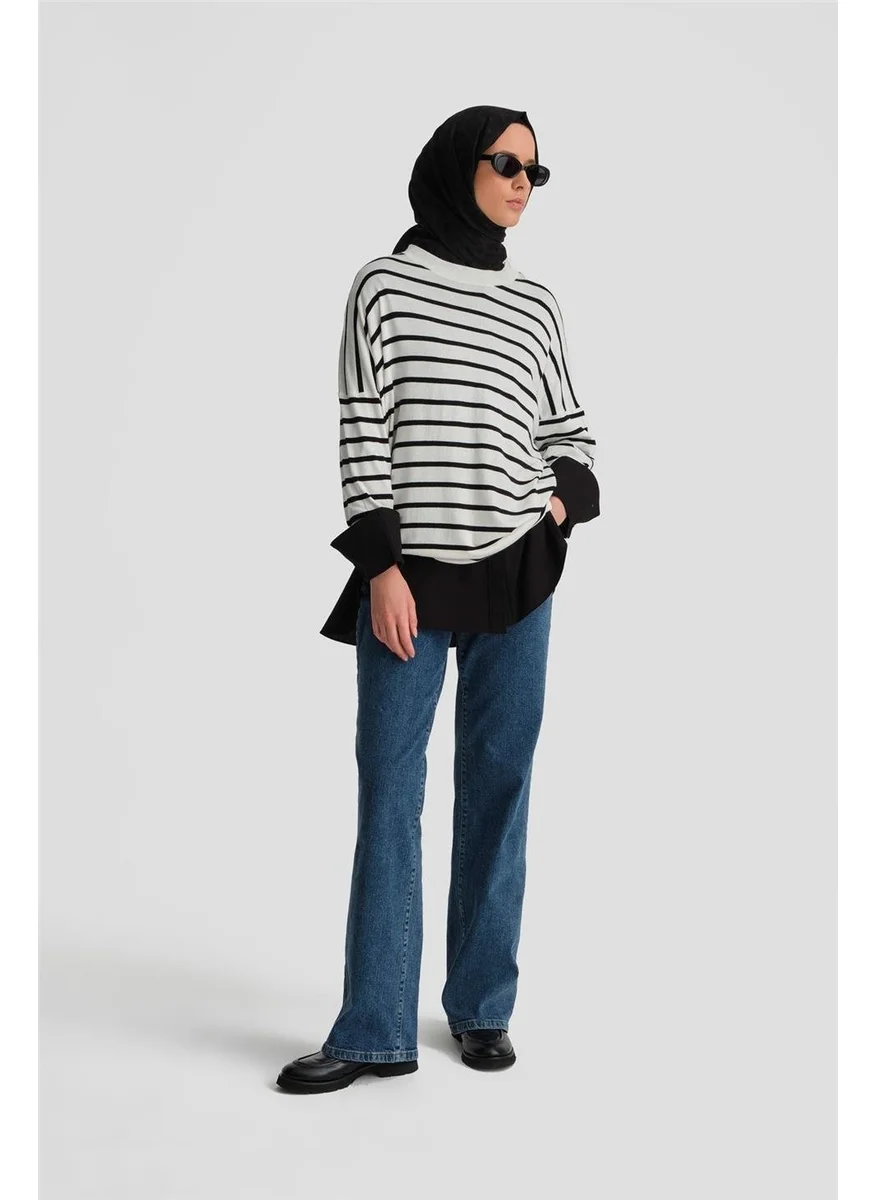 ARMINE Striped Knit Tunic 24Kd2007 Ecru