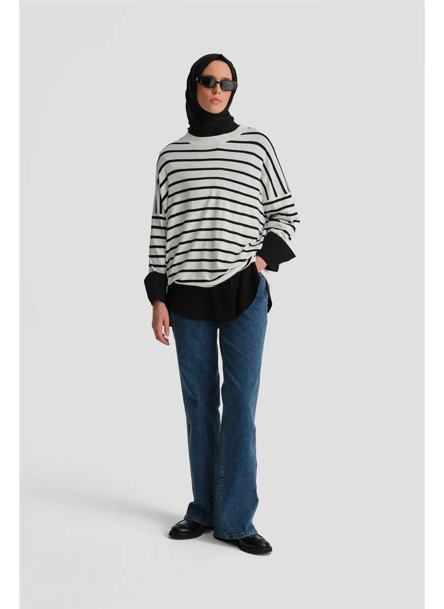 ARMINE Striped Knit Tunic 24Kd2007 Ecru