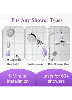 SKY-TOUCH Vitamin Shower Filter : Aromatherapy Hard Water Softener Chlorine & Fluoride Shower Filter Easy Installation for Universal Output Showerhead for Healthier Skin & Hair (Lavender)  - Image 4