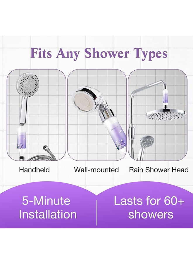SKY-TOUCH Vitamin Shower Filter : Aromatherapy Hard Water Softener Chlorine & Fluoride Shower Filter Easy Installation for Universal Output Showerhead for Healthier Skin & Hair (Lavender)  - Image 4