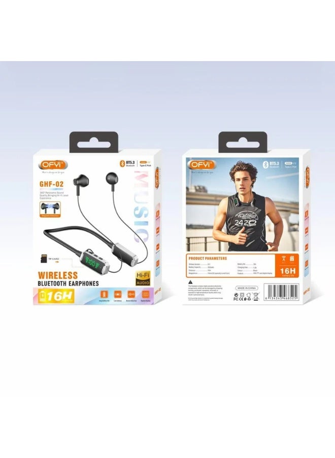 سماعات رأس لاسلكية GHF-02 بتصميم طوق الرقبة – مكالمات بدون استخدام اليدين وعمق في الصوت - Image 2