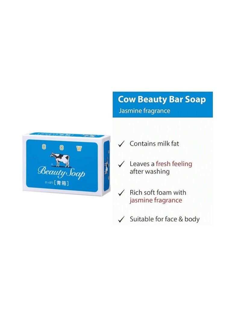 Cow Brand Beauty Soap Blue Jasmine Fragrance 85g - Milk Enriched Moisturizing Face, Body & Hand Soap - Made in Japan - Image 4