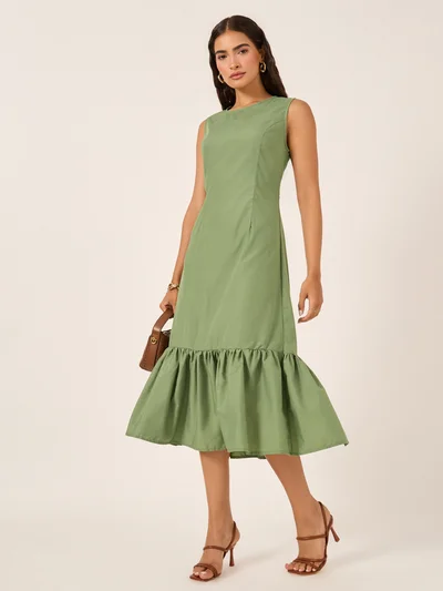 Styli Ruffled Hem Midi Dress