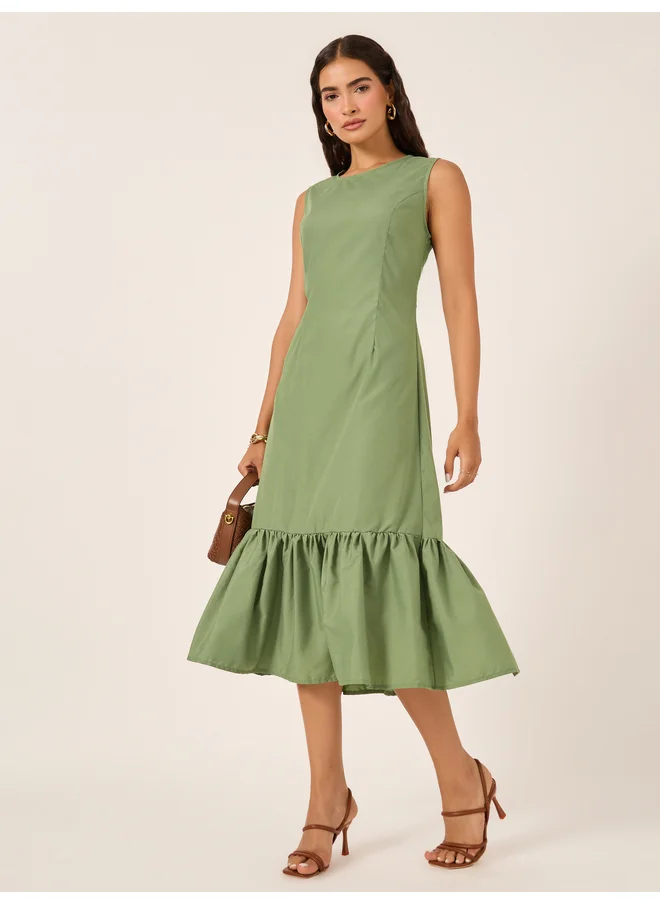ستايلي Styli Plain Sleeveless Sheath Midi Dress