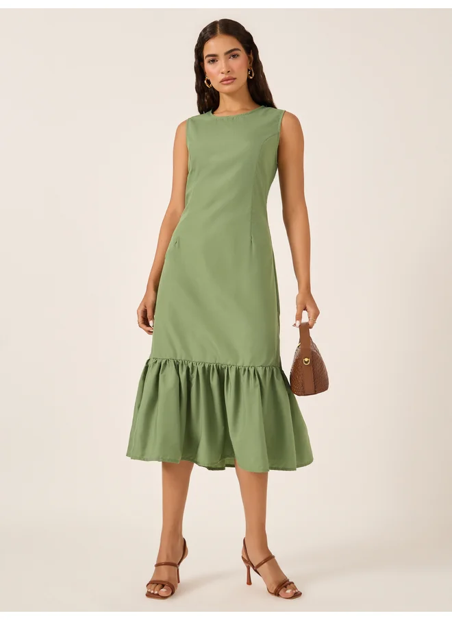 ستايلي Styli Plain Sleeveless Sheath Midi Dress