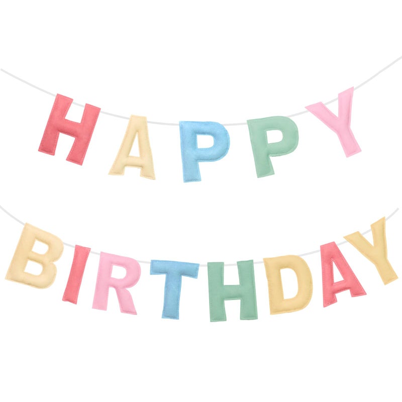 JRLCTECH Felt Happy Birthday Garland Rainbow Banner Reusable 3D Felt Happy Birthday Banner Sign Party Supplies Decorations for Birthday Party Decor, Photo Prop - Image 1