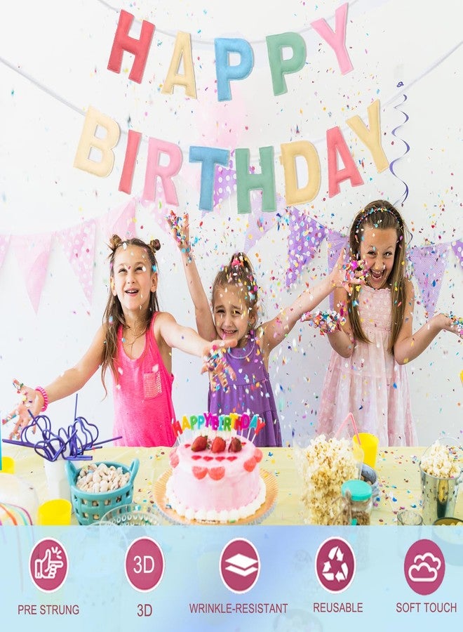 JRLCTECH Felt Happy Birthday Garland Rainbow Banner Reusable 3D Felt Happy Birthday Banner Sign Party Supplies Decorations for Birthday Party Decor, Photo Prop - Image 2