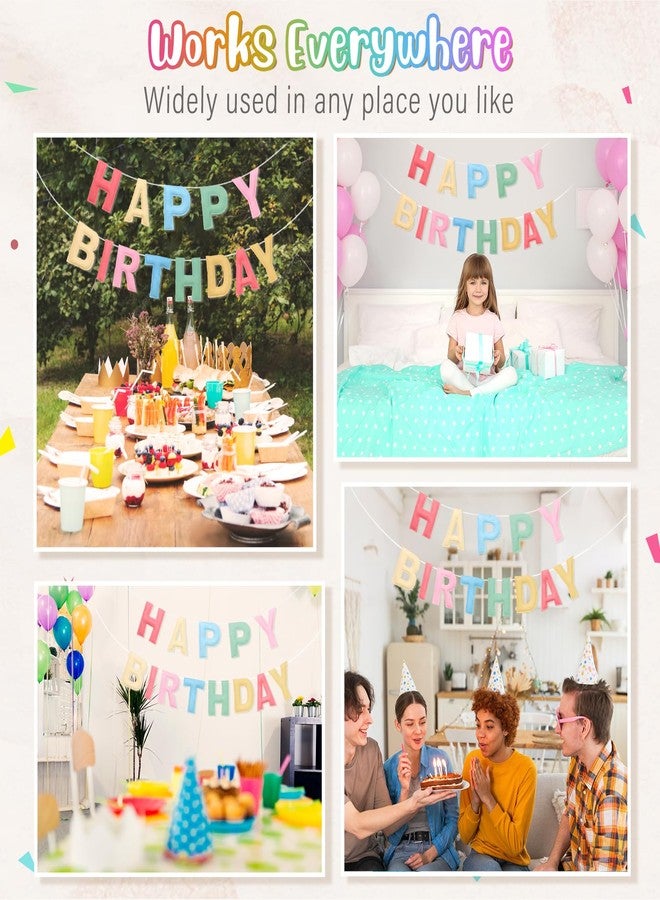 JRLCTECH Felt Happy Birthday Garland Rainbow Banner Reusable 3D Felt Happy Birthday Banner Sign Party Supplies Decorations for Birthday Party Decor, Photo Prop - Image 5