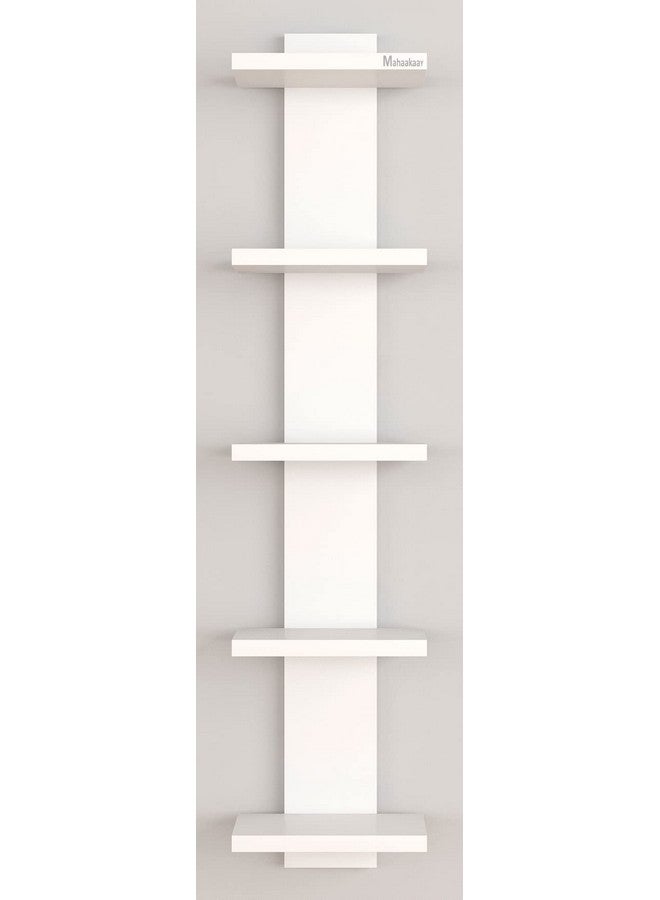 Mahaakaay Engineered Wood Wall Mounted Decorative Book Shelf Bookcase Books Holder Stand Set of 5 Wooden Shelves Rack Display Home Decor Color White  - Image 5