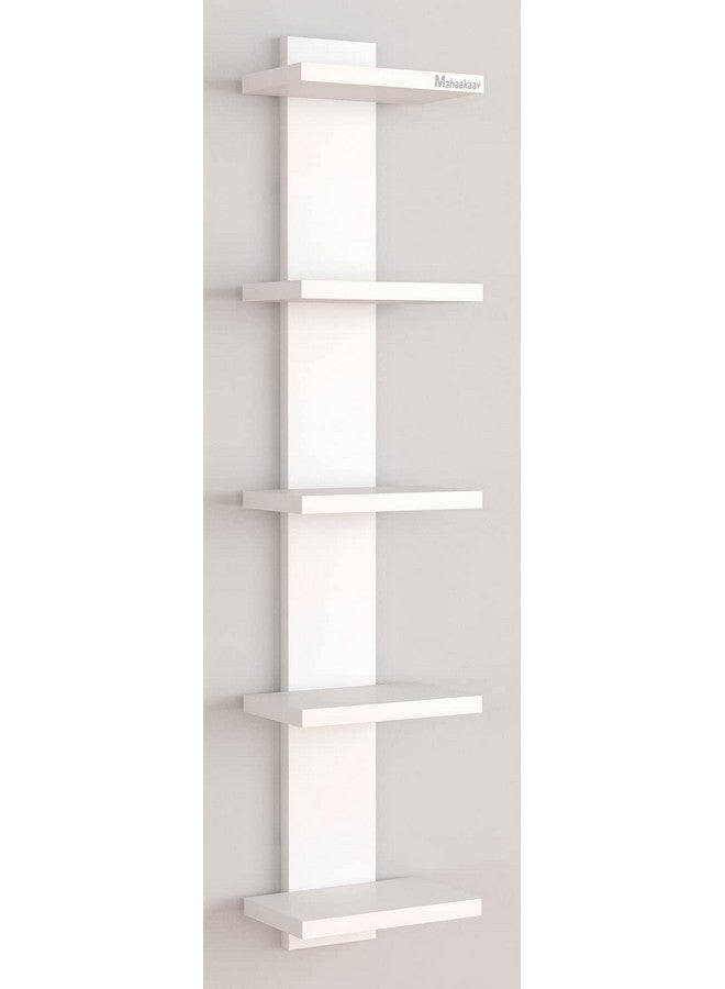 Mahaakaay Engineered Wood Wall Mounted Decorative Book Shelf Bookcase Books Holder Stand Set of 5 Wooden Shelves Rack Display Home Decor Color White  - Image 4