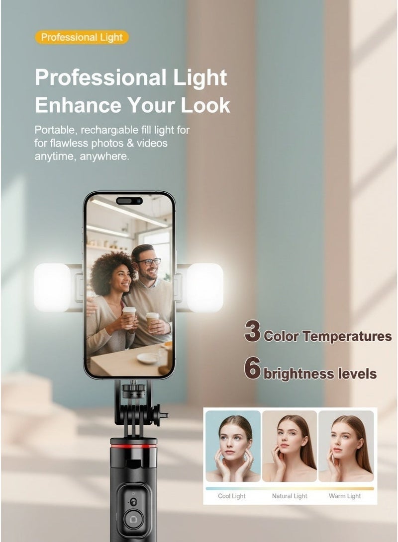 حامل ثلاثي القوائم محمول للتصوير الفوتوغرافي مزود بخاصية الدوران 360 درجة، وتصميم تلسكوبي بطول 1.7 متر، وجهاز تحكم عن بعد بتقنية البلوتوث، وإضاءة تعبئة من 9 مستويات لتصوير المناظر الطبيعية والصور الشخصية والصور العلوية. - Image 2