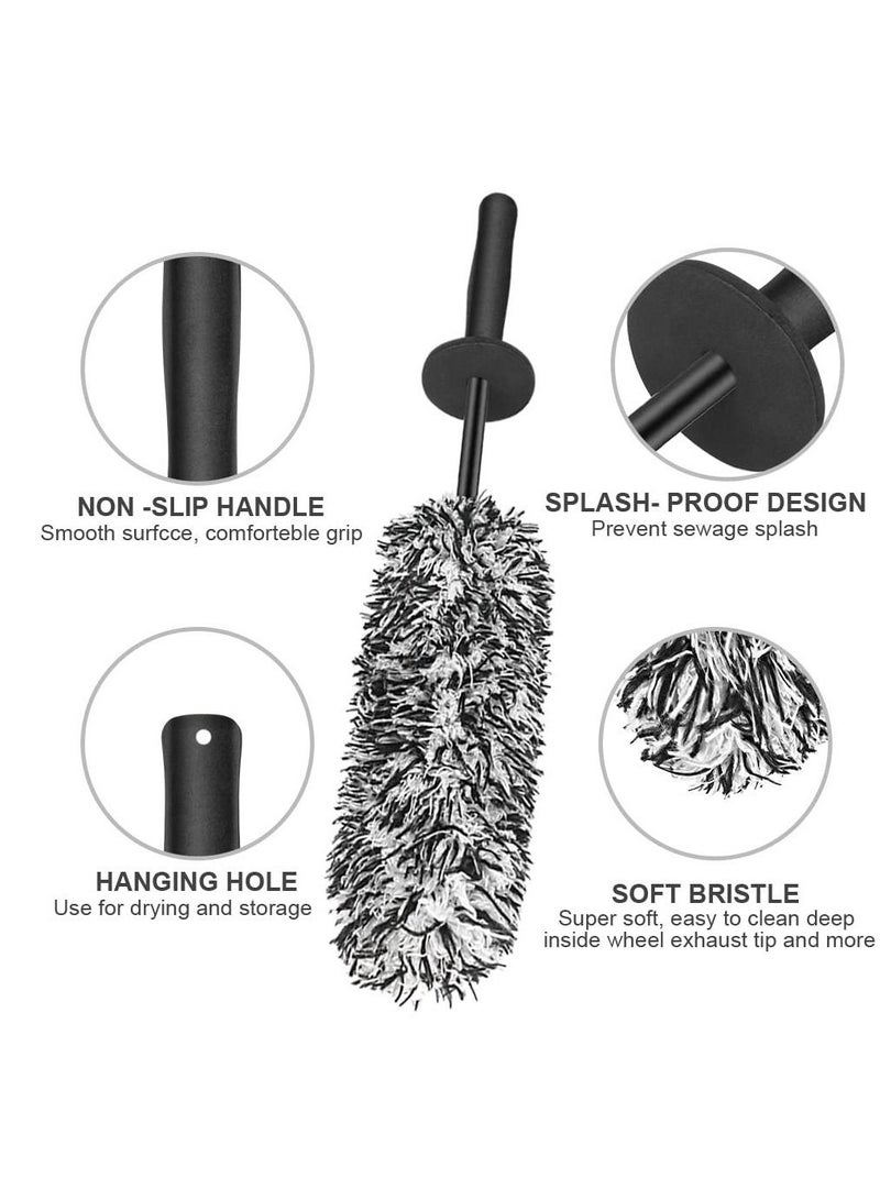 SYOSI Car Wheel Brush, No Metal Wheel and Rim Detailing Brush, Large Wheel Cleaning Brush Premium Cleaner Brush, Soft Dense Alloy Wheel Brush, Suitable for Wheels and Rims of Cars/motorcycles/bicycles - Image 4