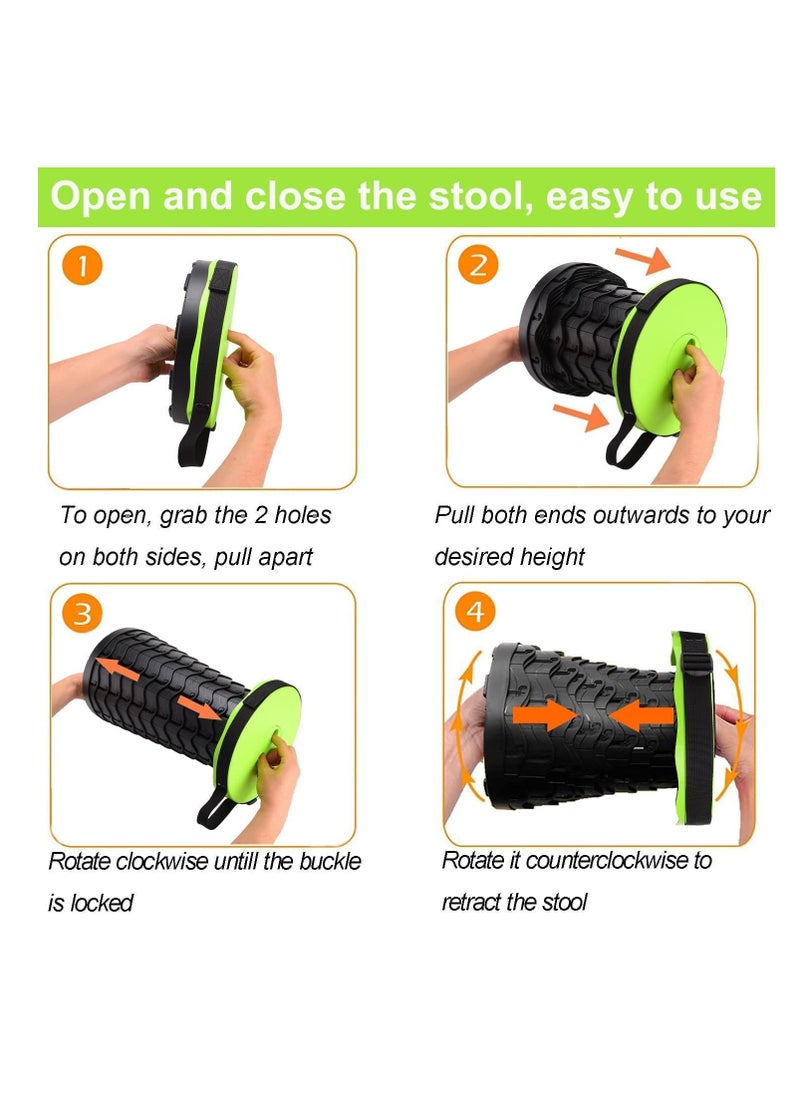 TIGER 2023 Upgraded Portable Collapsible Folding Stool – Retractable Telescoping Foldable Camping Stool for Adults, Outdoor Fishing, Hiking, Travel, Gardening, BBQ (Green, One Size)  - Image 4