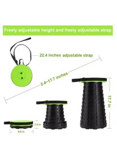 TIGER 2023 Upgraded Portable Collapsible Folding Stool – Retractable Telescoping Foldable Camping Stool for Adults, Outdoor Fishing, Hiking, Travel, Gardening, BBQ (Green, One Size)  - Image 2