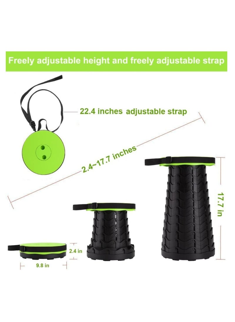 TIGER 2023 Upgraded Portable Collapsible Folding Stool – Retractable Telescoping Foldable Camping Stool for Adults, Outdoor Fishing, Hiking, Travel, Gardening, BBQ (Green, One Size)  - Image 2