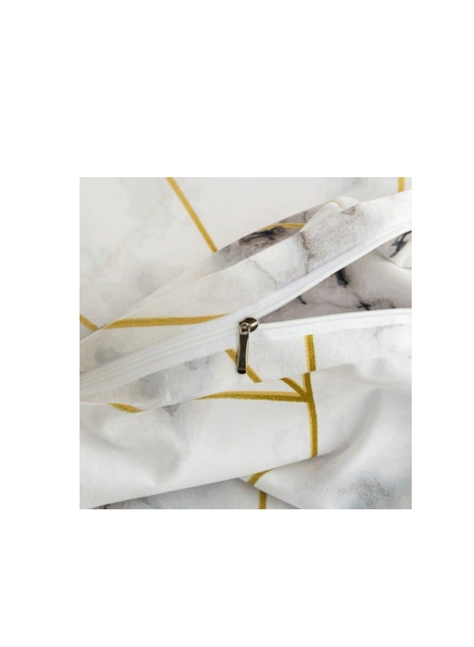 ديلز فور لس طقم سرير لونا هوم مفرد 4 قطع بدون حشو، تصميم رخامي هندسي - Image 2