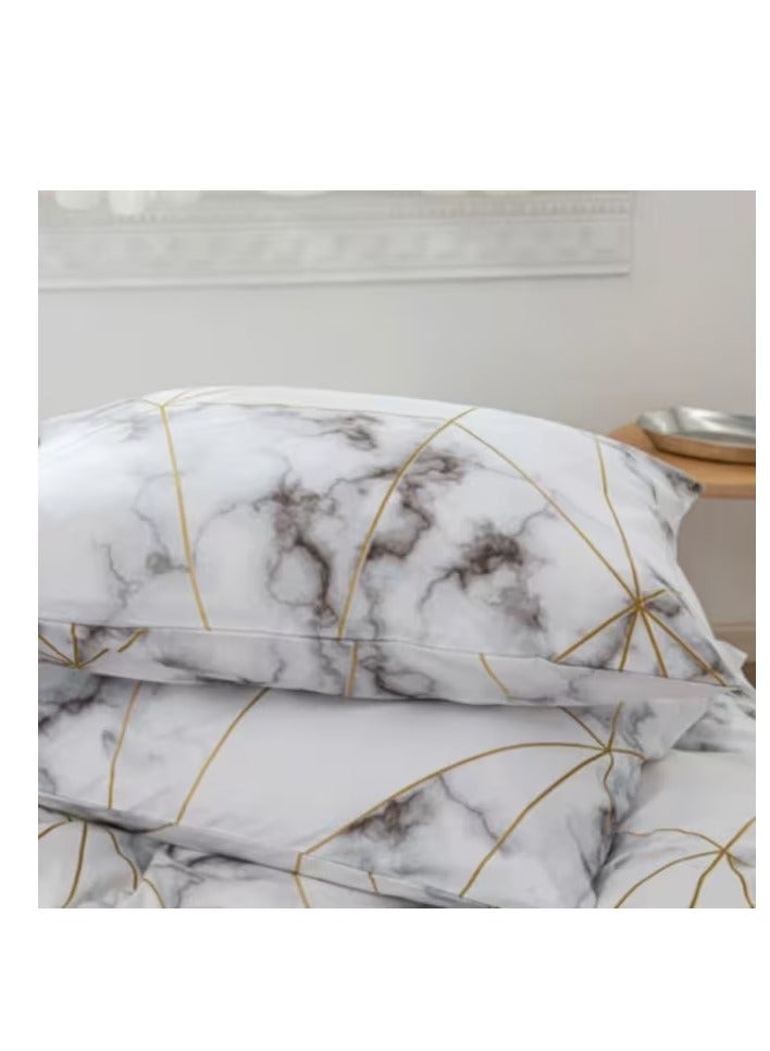 ديلز فور لس طقم سرير لونا هوم مفرد 4 قطع بدون حشو، تصميم رخامي هندسي - Image 4