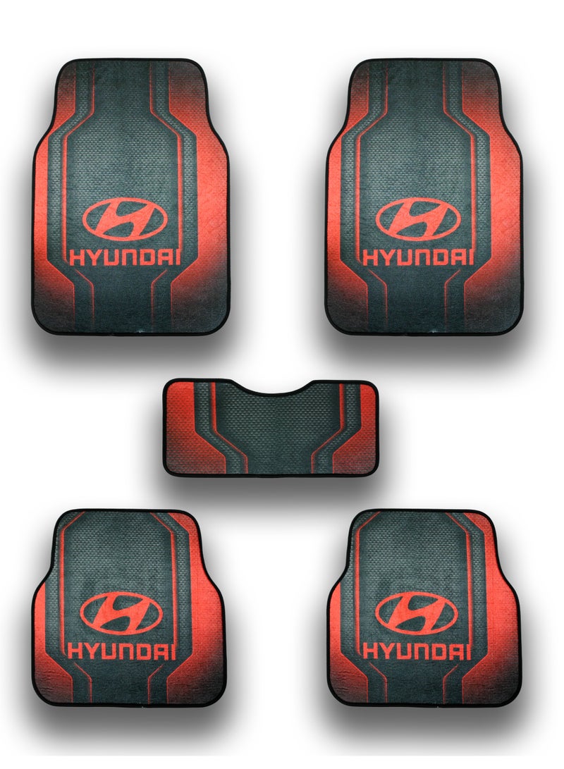 Universal Car Floor Mats Set 5 Pieces Compatible with All Hyundai Models Anti Slip Design Protects Vehicle Interior From Dirt Dust Mud and Spills Durable Material Easy To Clean Suitable For Daily Use Front Rear And Center Mats Non Sliding Base Practical Fit For Hyundai Sedan SUV Hatchback Cars Interior Accessories - Image 1