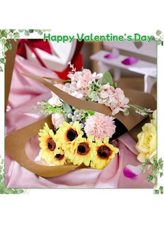 Y&D 20 Pcs Kraft Paper Flowers Gift Bags Brown Bouquets with Handles Creative Floral Wrapping Bouquet Cone Florist Flower Sleeves for Packaging Home Decoration  - Image 5