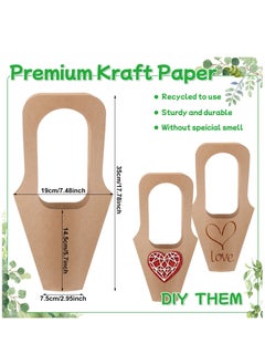 Y&D 20 Pcs Kraft Paper Flowers Gift Bags Brown Bouquets with Handles Creative Floral Wrapping Bouquet Cone Florist Flower Sleeves for Packaging Home Decoration  - Image 2