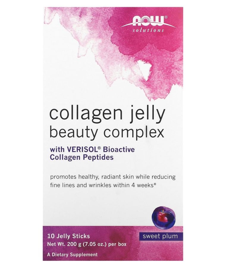 now مجموعة حلول كولاجين جيلي الجمال بنكهة البرقوق الحلو 10 عصي جيلي 0.705 أونصة (20 جرام) لكل منها