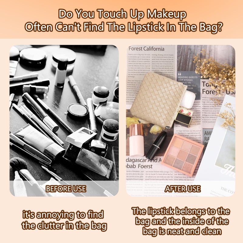 بوسوها Busoha 4 قطع حقيبة مكياج صغيرة للمحفظة، حقائب مستحضرات تجميل صغيرة محمولة للنساء، محفظة نقود معدنية، أحمر الشفاه، منظم إكسسوارات مستحضرات التجميل، حقيبة تخزين صغيرة للسفر - Image 5