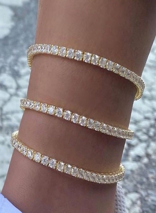 TOPGRILLZ 3-6mm Tennis Chain Anklet with Extension Bracelet for Women, 14K Gold Plated CZ Diamond Fashion Foot Jewelry Gifts (5mm White Gold,9) - Image 5