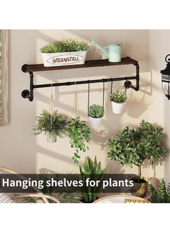 INFOSUN Clothes Rack Wall Mounted, Industrial Pipe Garment Rack Detachable Adjustable 130 CM Long, Heavy Duty Iron Garment Bar with 3 S-Shaped Hooks  - Image 4
