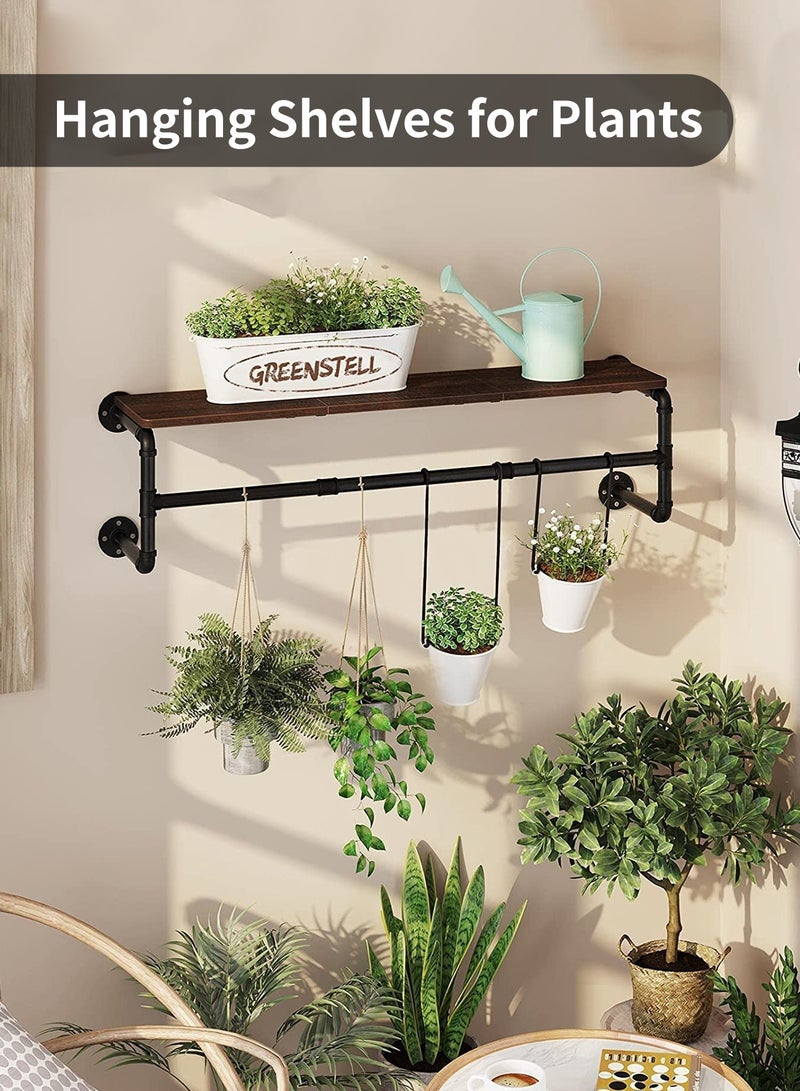 INFOSUN Clothes Rack Wall Mounted, Industrial Pipe Garment Rack Detachable Adjustable 130 CM Long, Heavy Duty Iron Garment Bar with 3 S-Shaped Hooks - Image 4