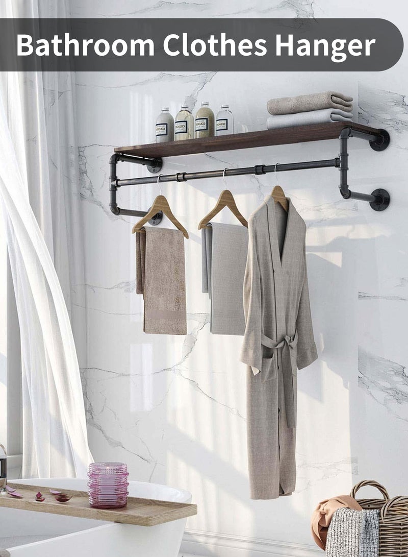 INFOSUN Clothes Rack Wall Mounted, Industrial Pipe Garment Rack Detachable Adjustable 130 CM Long, Heavy Duty Iron Garment Bar with 3 S-Shaped Hooks - Image 5