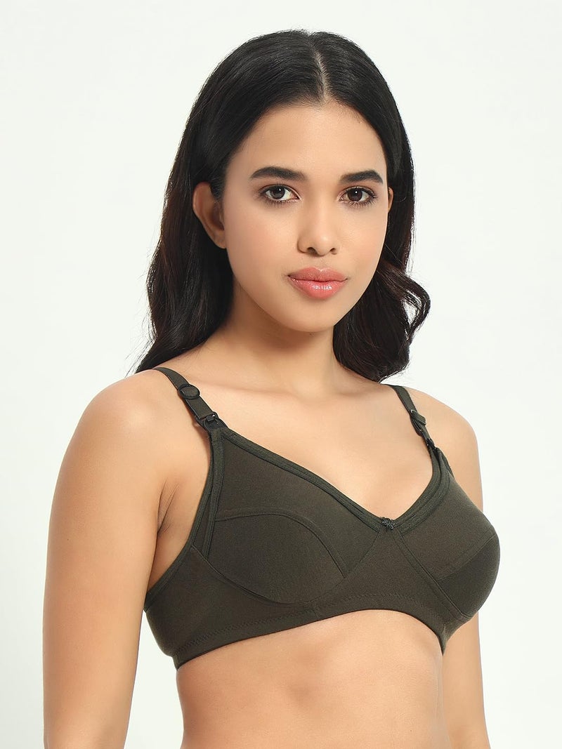 BRIELLE Women's Cotton Feeding Bra/Maternity/Nursing Bra Non-Padded Wire-Free Maternity Bra for (Pack of 3) - Image 4