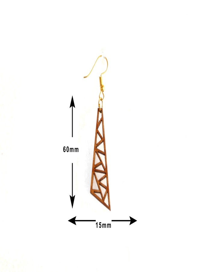 Nexat Wooden drop Earrings Pairs Wooden Earrings for Women and Girls, wood drop earrings Lightweight wooden teardrop For Women. Set of - 3 (Style 4) - Image 3